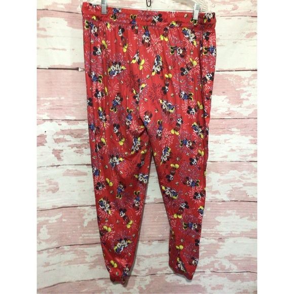 Disney Minnie Mouse Lounge Pants Red Multi Size XL (16/18) Side Pockets! - Picture 8 of 15